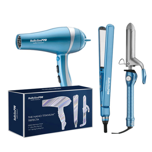 BaByliss BNTPP49 Hair Dryer, Ultra Thin Flat Iron, Curling Iron Set
